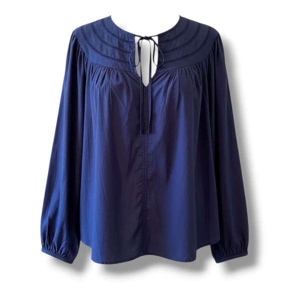 Universal Thread Women’s Navy Blue Poet Blouse Balloon Long Sleeve Top - Picture 1 of 9